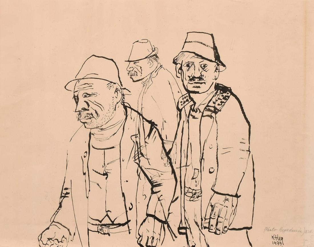 Krsto Hegedusic (1901-1975) Study of three men, pen and (1 of 4)