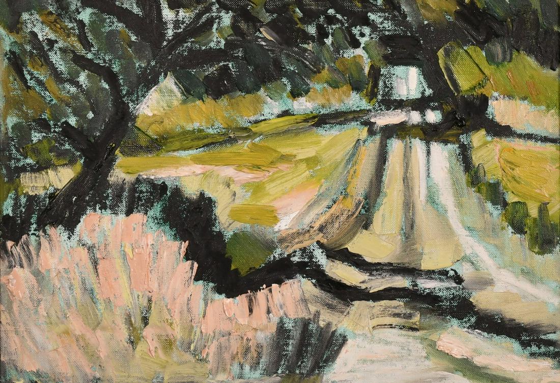 Jonathan Adams (1931-2005) British, Landscape, oil on: Jonathan Adams (1931-2005) British, Landscape, oil on canvas, 10" x 14".
