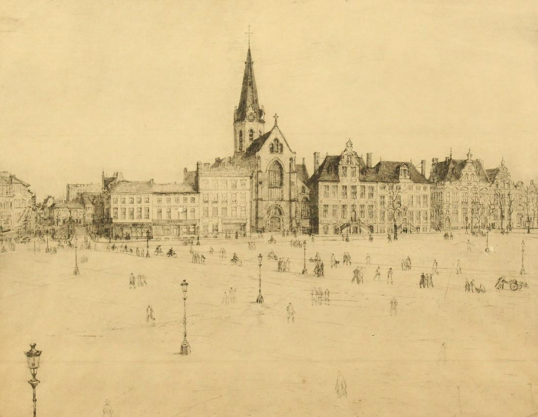 German School, A marketplace, signed indistinctly and (1 of 4)