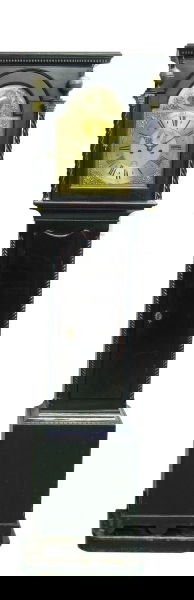 A GEORGE III MAHOGANY EIGHT DAY LONG CASE CLOCK by: A GEORGE III MAHOGANY EIGHT DAY LONG CASE CLOCK by JOHN THOMSON, PERTH, the brass domed top dial with brass chapter ring, subsidiary seconds dial and date aperture, within a hood with spiral twist col