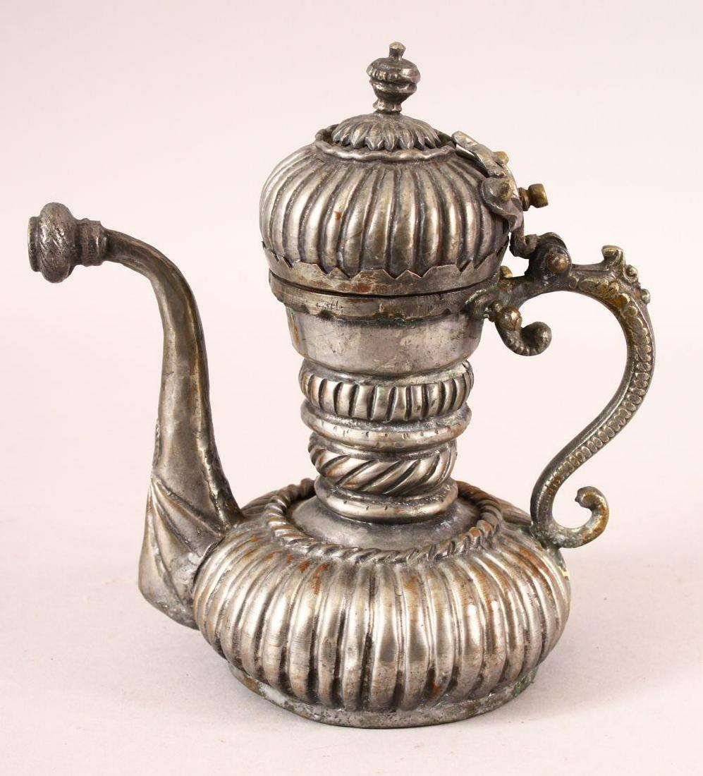 A TURKISH OTTOMAN TINNED COPPER LIDDED EWER, 20cm high. (1 of 7)