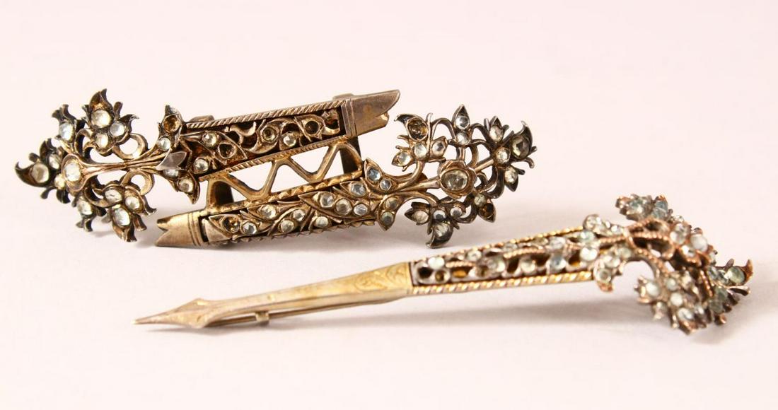 TWO 19TH CENTURY INDIAN GEM SET TURBAN CLIPS - 9.5CM & (1 of 6)