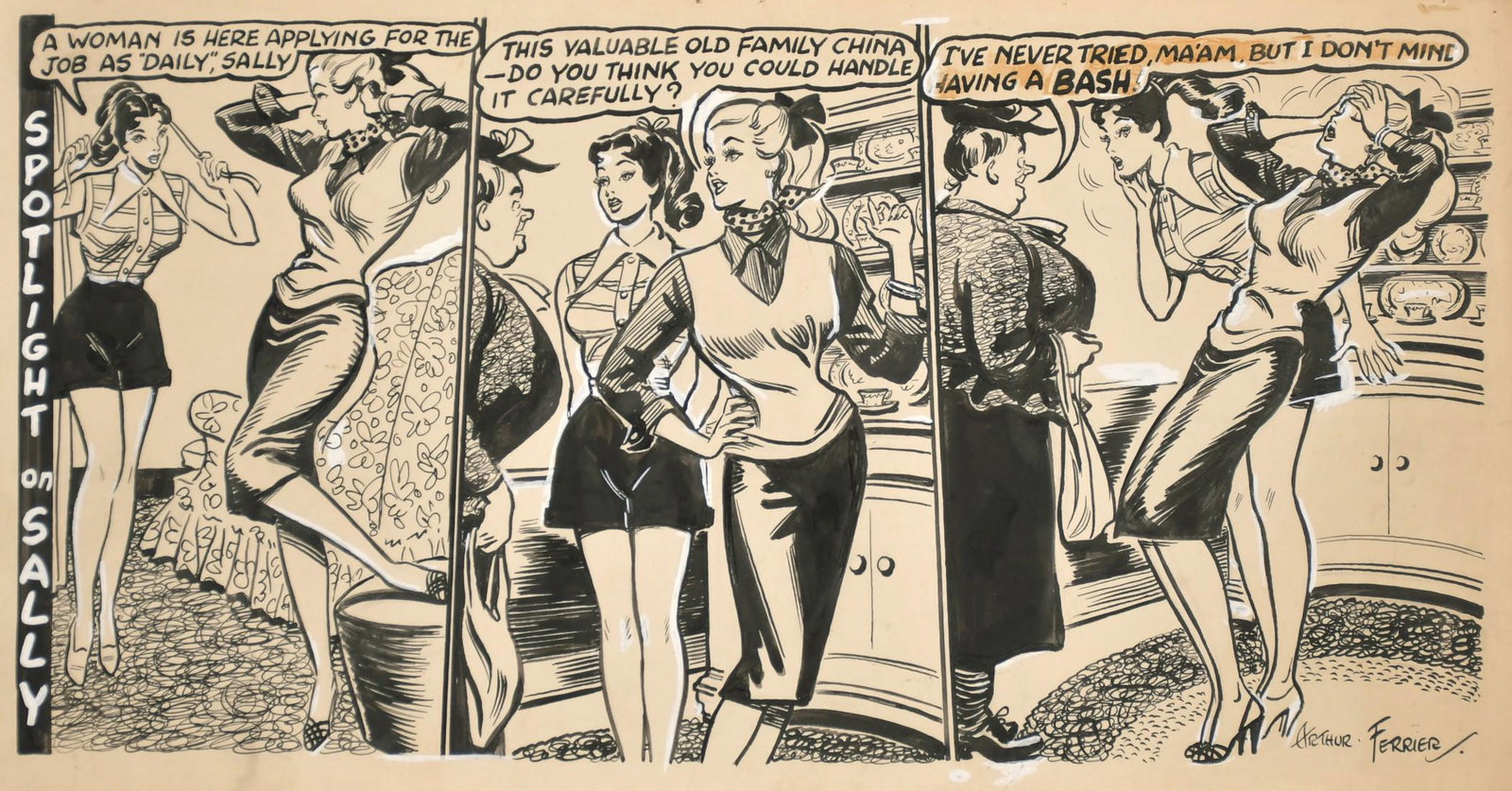 Arthur Ferrier (1891-1973) British, 'A woman is here (1 of 3)