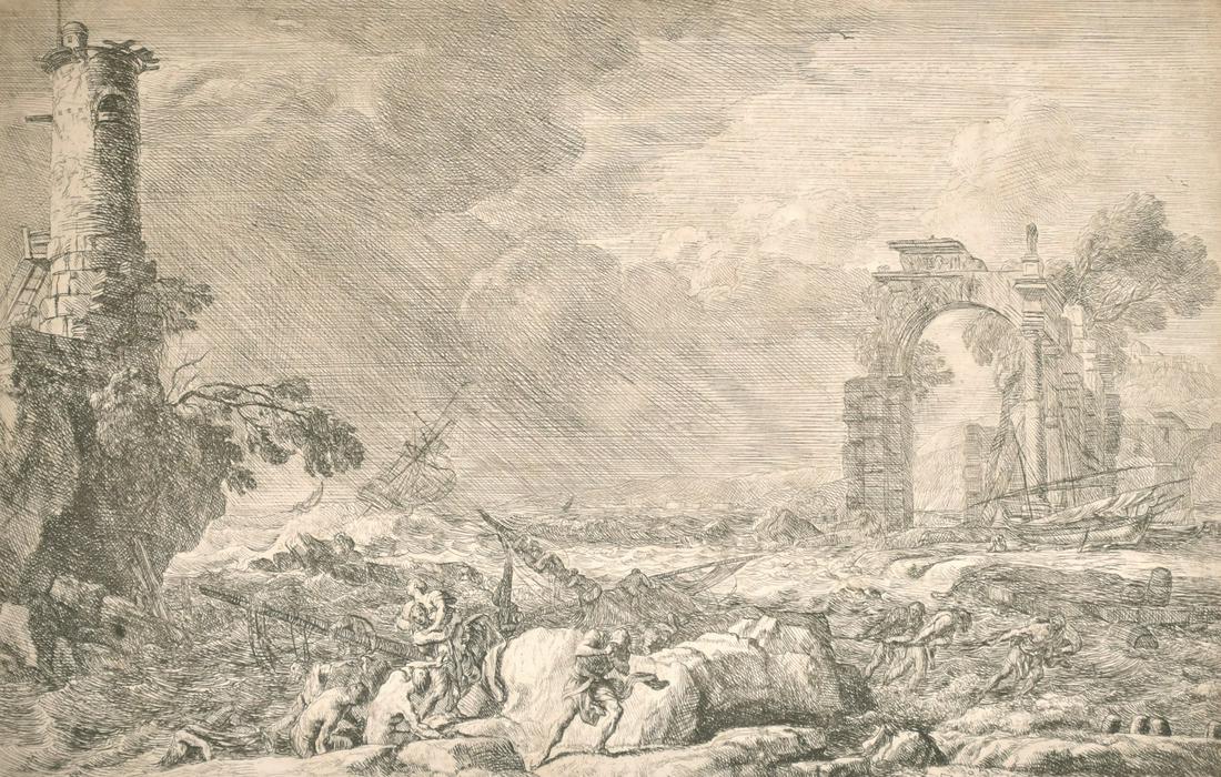 Adrien Manglard, 'The Shipwreck', an Old Master: Adrien Manglard, 'The Shipwreck', an Old Master engraving, 10.5" x 16", (unframed).