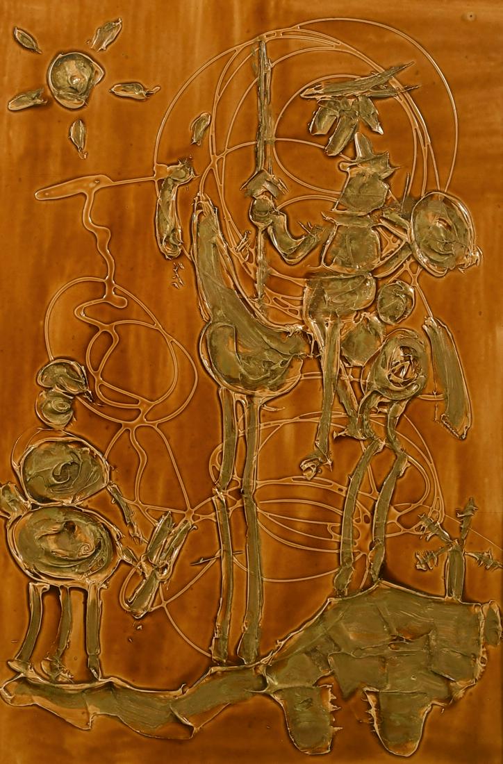 Manner of Picasso, 'Don Quixote', oil mixed media, 23" (1 of 3)