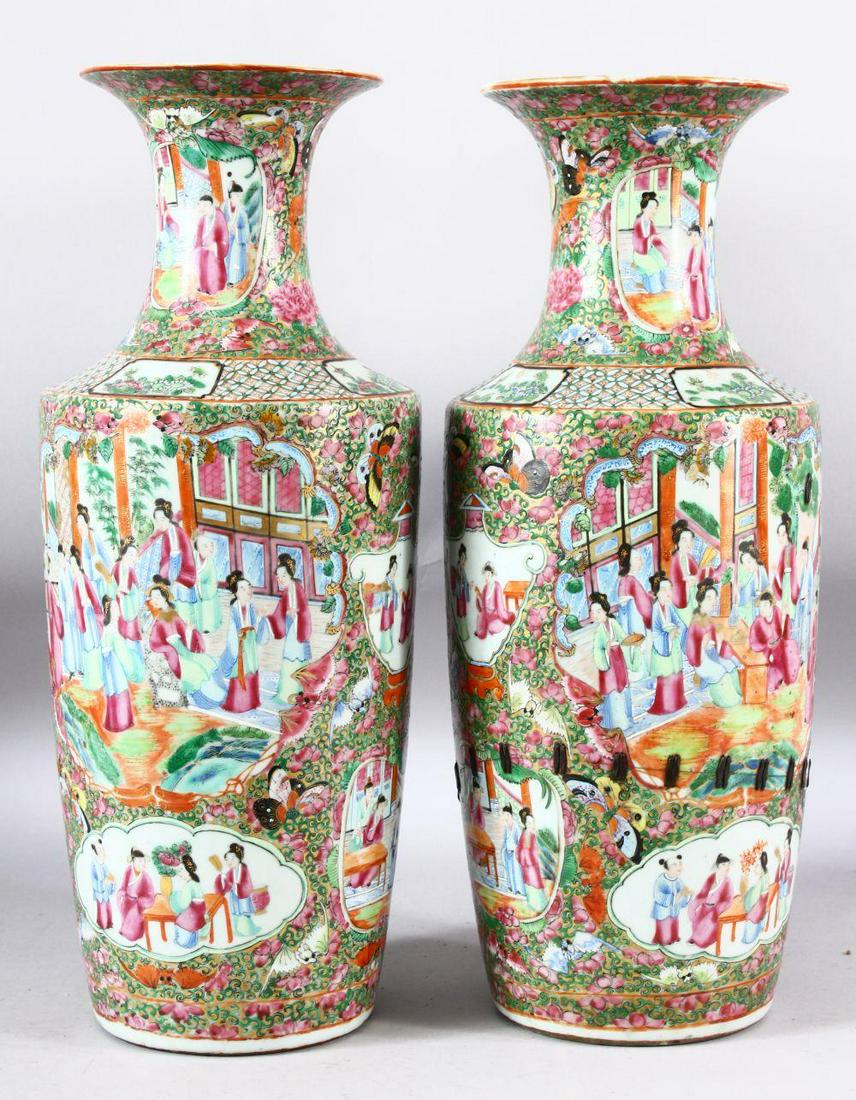 A PAIR OF CHINESE CANTON PORCELAIN VASES, painted with (1 of 6)