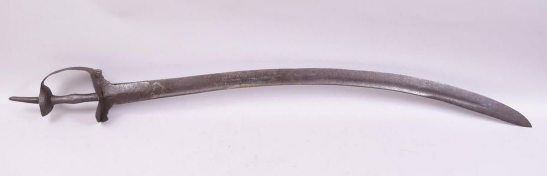 A 17TH CENTURY INDIAN FIRANGI SWORD, the curving blade (1 of 9)