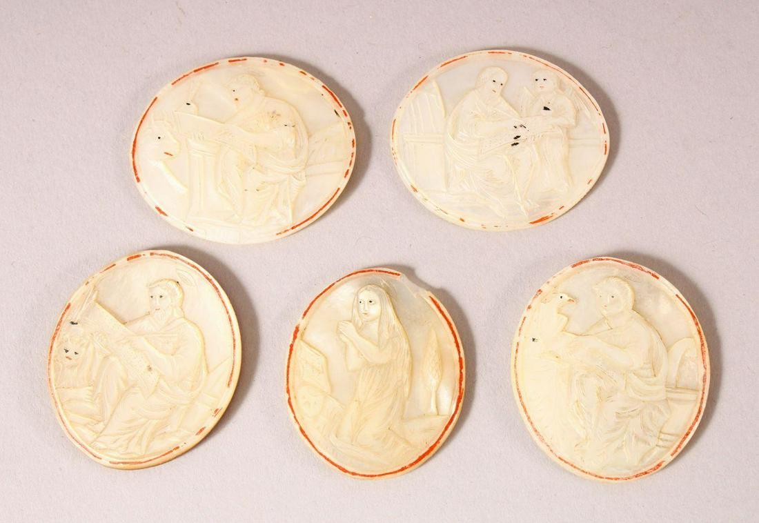 FIVE SMALL 18TH/19TH CENTURY JERUSALEM CARVED MOTHER OF (1 of 7)