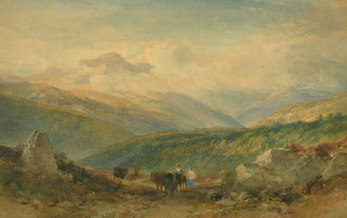 William Leighton Leitch (1803-1884) Glen Finglas, Loch: William Leighton Leitch (1803-1884) Glen Finglas, Loch Lomond, Scotland, watercolour with bodycolour, 10.25" x 16" and another by the same hand, Cattle on a road in the Highlands, watercolour with bod