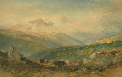 William Leighton Leitch (1803-1884) Glen Finglas, Loch: William Leighton Leitch (1803-1884) Glen Finglas, Loch Lomond, Scotland, watercolour with bodycolour, 10.25" x 16" and another by the same hand, Cattle on a road in the Highlands, watercolour with