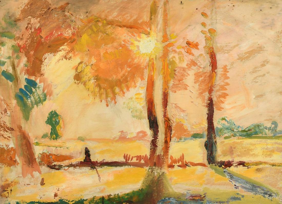 Robert Graham Dryden Alexander (1875-1945) The Courage: Robert Graham Dryden Alexander (1875-1945) The Courage playing fields, Brentwood, oil on board, 16.5" x 23.75".