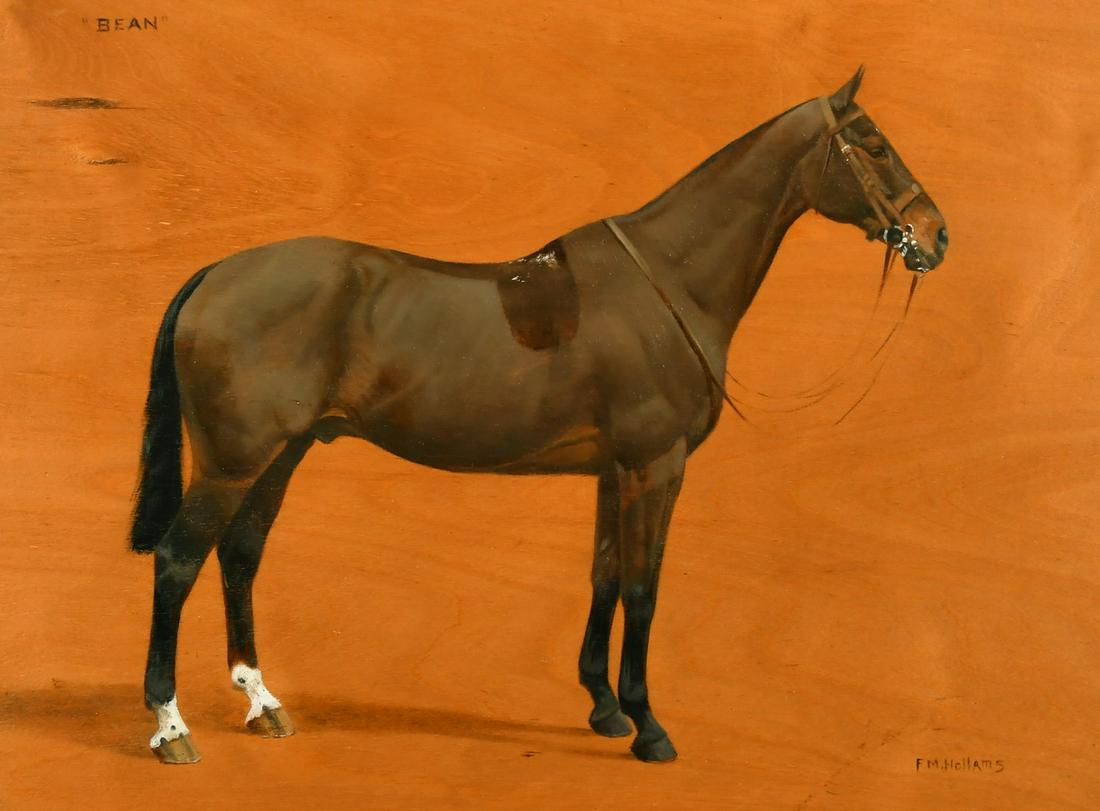 Frances Mabel Hollams (1877-1963) British, 'Bean' a: Frances Mabel Hollams (1877-1963) British, 'Bean' a study of a horse, oil on panel, signed and inscribed, 15" x 20".