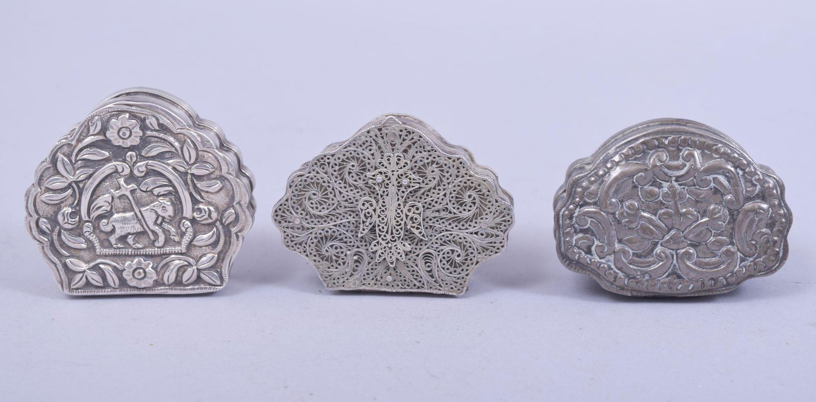 THREE 19TH CENTURY TURKISH OTTOMAN SILVER SNUFF BOXES, (1 of 4)
