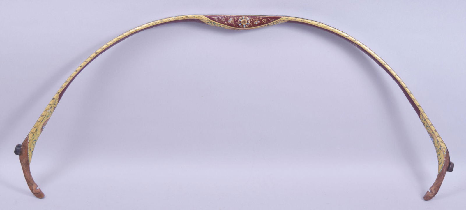 A TURKISH OTTOMAN PAINTED WOODEN BOW, decorated with (1 of 15)