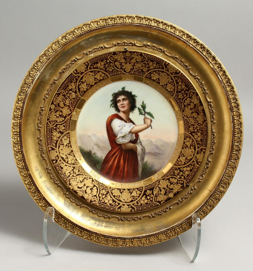 A GOOD MEISSEN PORCELAIN CIRCULAR DISH painted with flowers. 9.5ins diameter.: A GOOD MEISSEN PORCELAIN CIRCULAR DISH painted with flowers. 9.5ins diameter.
