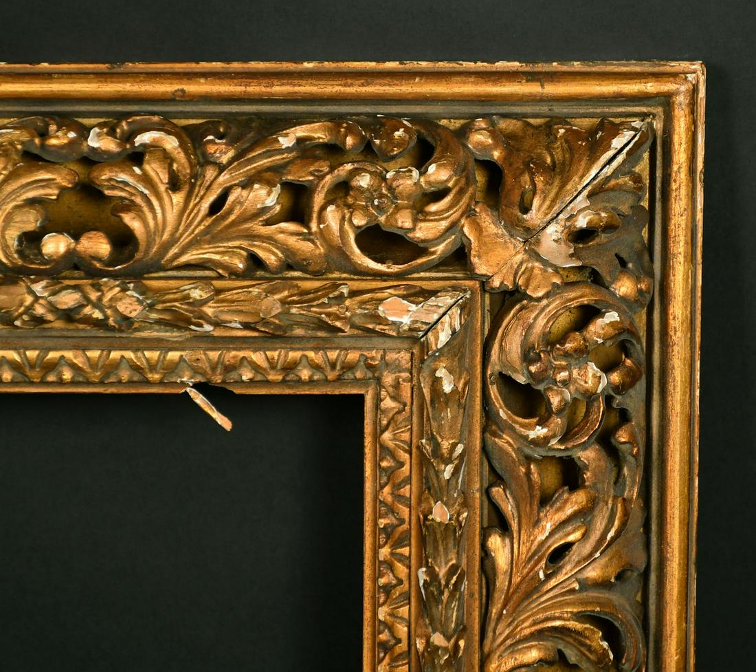 A 19th Century Continental frame with carved foliate scrolling decoration, rebate size 6.75" x 10.5": A 19th Century Continental frame with carved foliate scrolling decoration, rebate size 6.75" x 10.5" (17cm x 27cm).