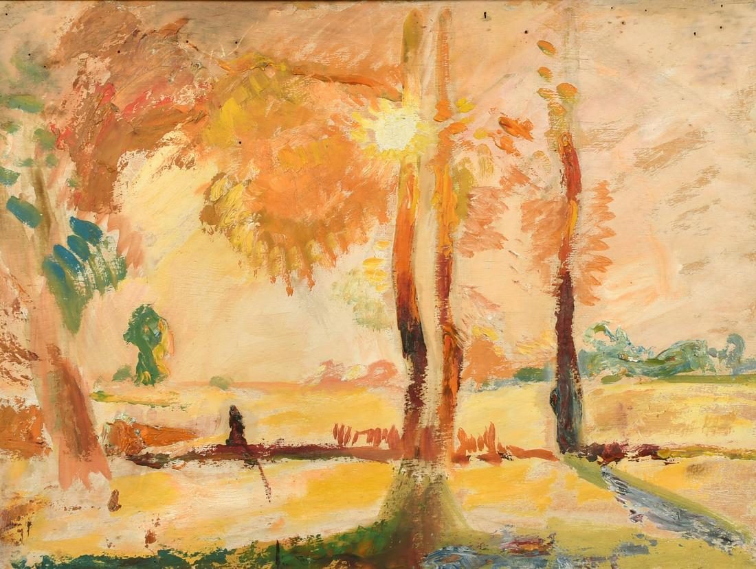 Robert Graham Dryden Alexander (1875-1945) The Courage playing fields, Brentwood, oil on board,: Robert Graham Dryden Alexander (1875-1945) The Courage playing fields, Brentwood, oil on board, 16.5" x 23.75".