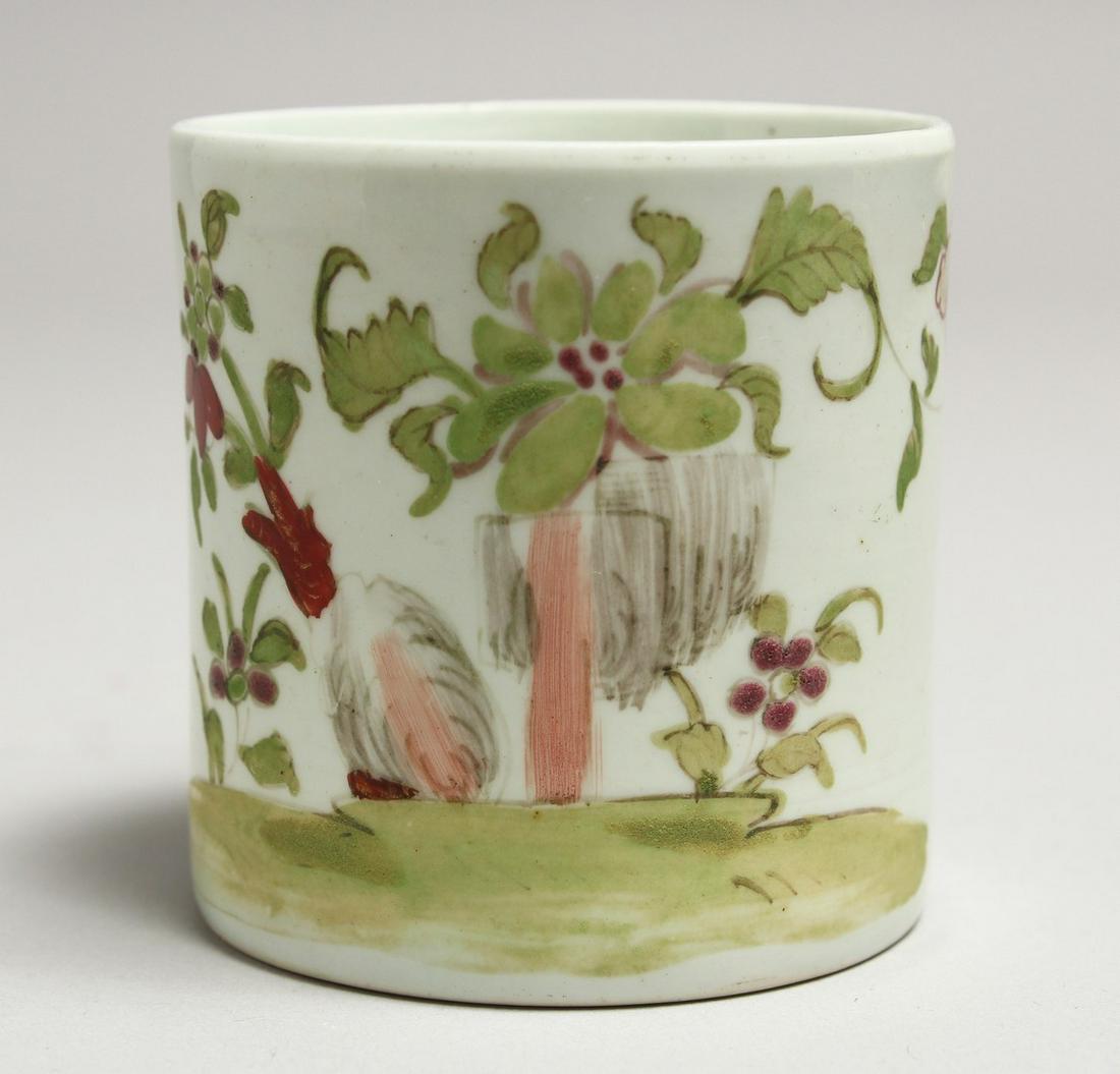 A REID/JAMES PENNINGTON BROWNLOW HILL LIVERPOOL COFFEE CAN in Oriental style, in an unusual palette.: A REID/JAMES PENNINGTON BROWNLOW HILL LIVERPOOL COFFEE CAN in Oriental style, in an unusual palette.