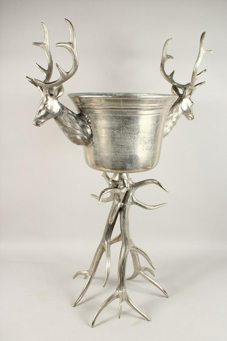 A STAG WINE COOLER BUCKET AND STAND.: A STAG WINE COOLER BUCKET AND STAND.