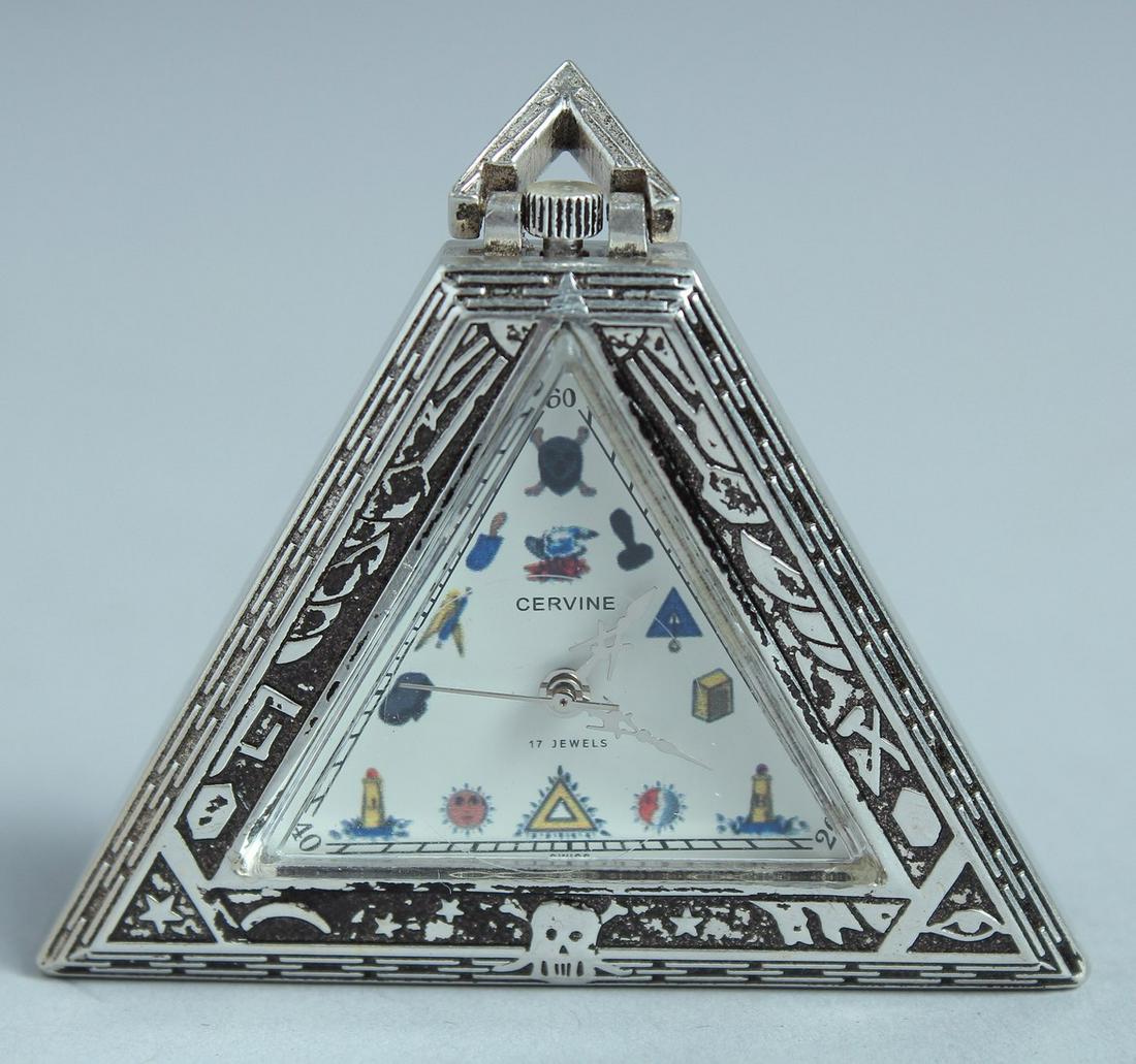 A SILVER MASONIC POCKET WATCH.: A SILVER MASONIC POCKET WATCH.
