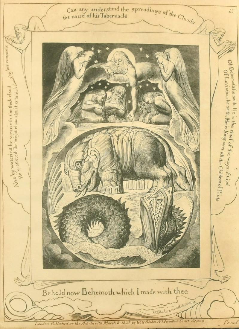 After William Blake, 'Behold now Behemoth which I made with thee', print, 13" x 10" (33 x 25cm).: After William Blake, 'Behold now Behemoth which I made with thee', print, 13" x 10" (33 x 25cm).