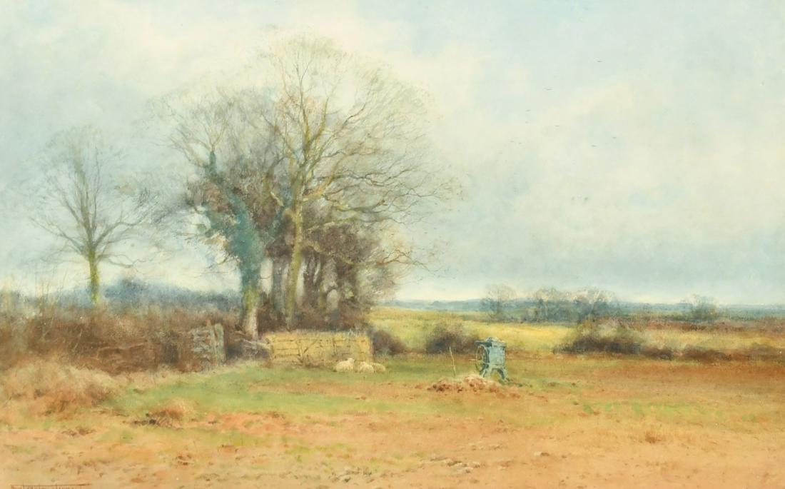 Henry John Sylvester Stannard (1870-1951) British, sheep in an extensive rural landscape, (1 of 4)