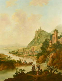 Christian Georg Schutz (18th/19th Century) German, A Rhineland Capriccio, oil on canvas, 66.25" x: Christian Georg Schutz (18th/19th Century) German, A Rhineland Capriccio, oil on canvas, 66.25" x 52" (168 x 132cm).