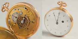 AN 18TH CENTURY GOLD POCKET WATCH BY F. WEYMAN, BRUXELLES.