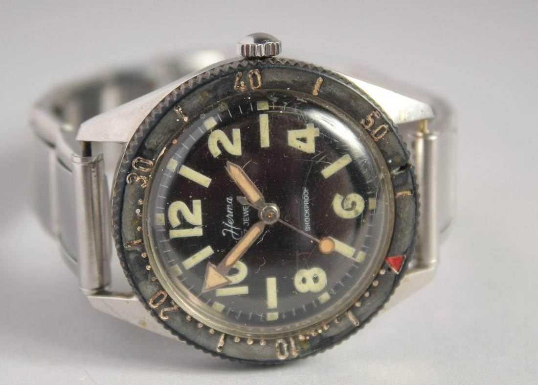 A GENTLEMEN'S HERMA DIVER'S WATCH, stainless steel with bracelet.: A GENTLEMEN'S HERMA DIVER'S WATCH, stainless steel with bracelet.