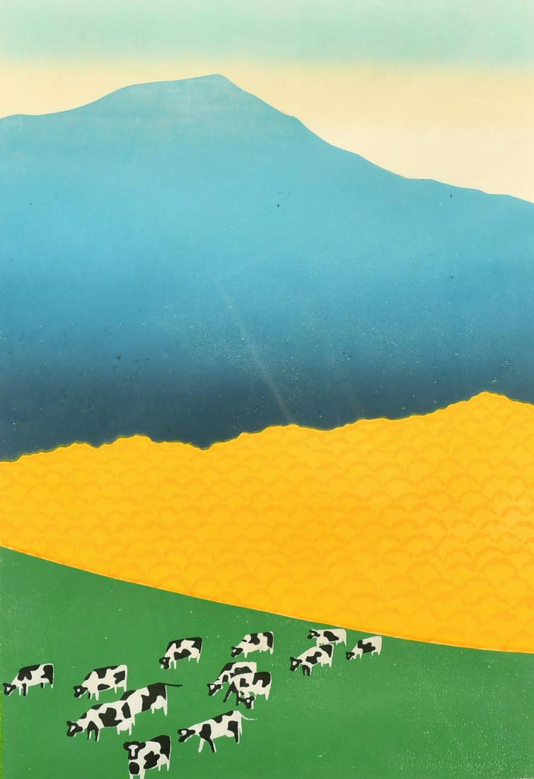 Sabra Field (b. 1935) American, 'Mountain Autumn', woodcut, signed and inscribed in pencil, 15" x (1 of 5)