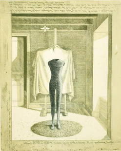 David Tindle (b. 1932), a mannequin and easel in an interior, colour etching, signed in pencil and: David Tindle (b. 1932), a mannequin and easel in an interior, colour etching, signed in pencil and numbered 1/75, 13" x 11" (33 x 28cm).