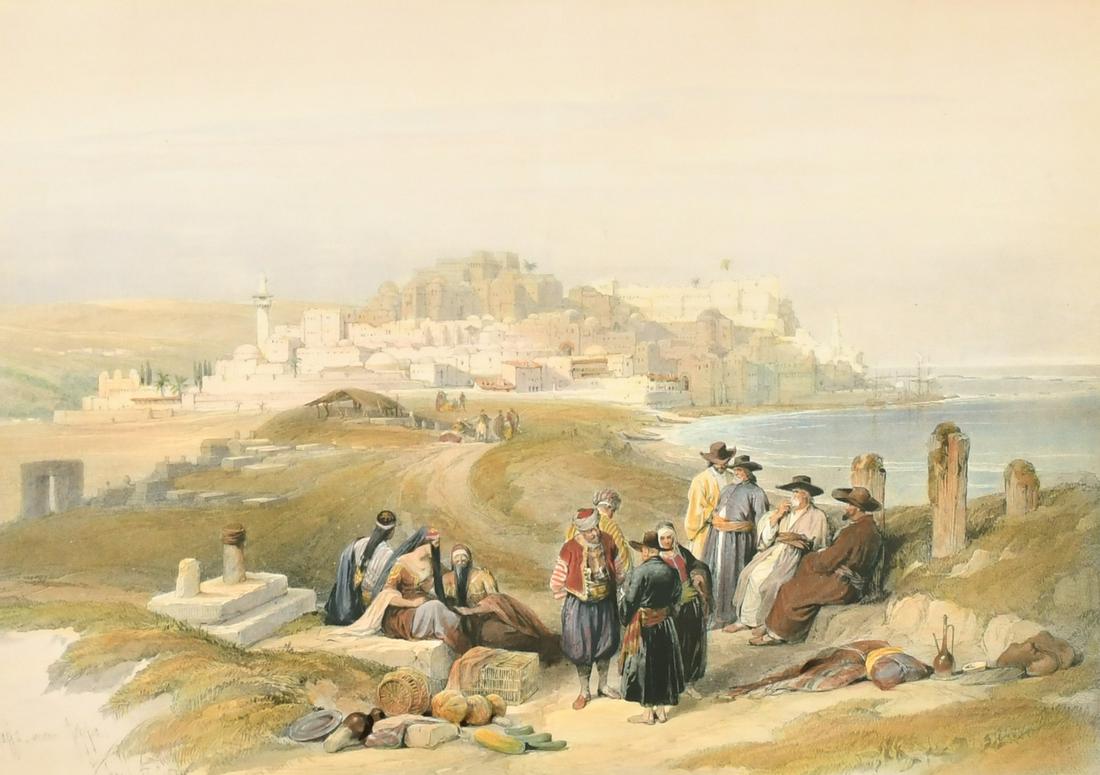 After David Roberts (1796-1864) British, 'Jaffa Looking South', hand coloured lithograph, published (1 of 3)