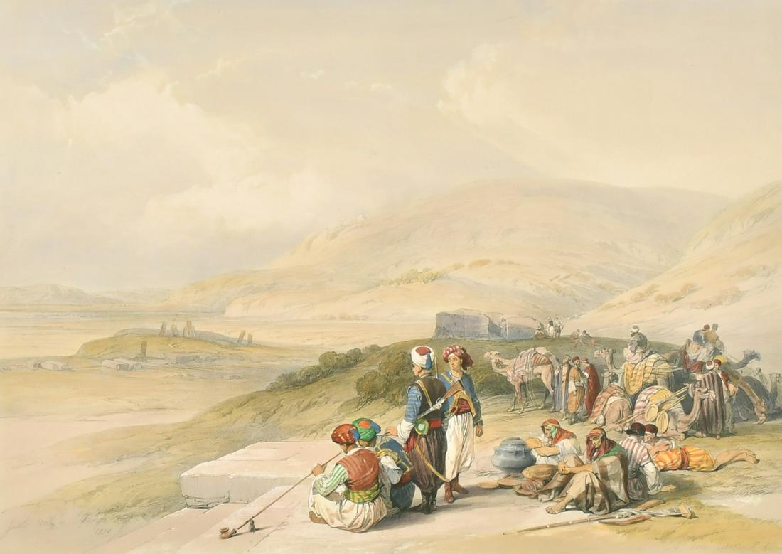After David Roberts (1796-1864) British, 'Jacob's Well at Shechem', hand coloured lithograph, (1 of 3)