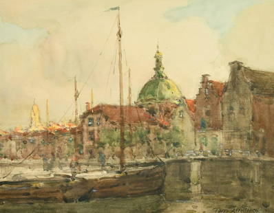 Terrick Williams (1860-1936) British, 'Leyden, Holland', watercolour, signed, 8" x 10.25" (20 x: Terrick Williams (1860-1936) British, 'Leyden, Holland', watercolour, signed, 8" x 10.25" (20 x 26cm), Provenance: The Fine Art Society.