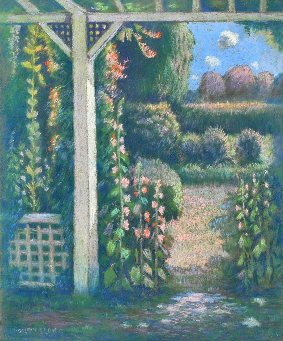 Norman Lloyd (1894-1983) Australian, view of a garden as seen from a terrace, pastel, signed, 23.75": Norman Lloyd (1894-1983) Australian, view of a garden as seen from a terrace, pastel, signed, 23.75" x 19.5" (60 x 49.5cm), unframed.