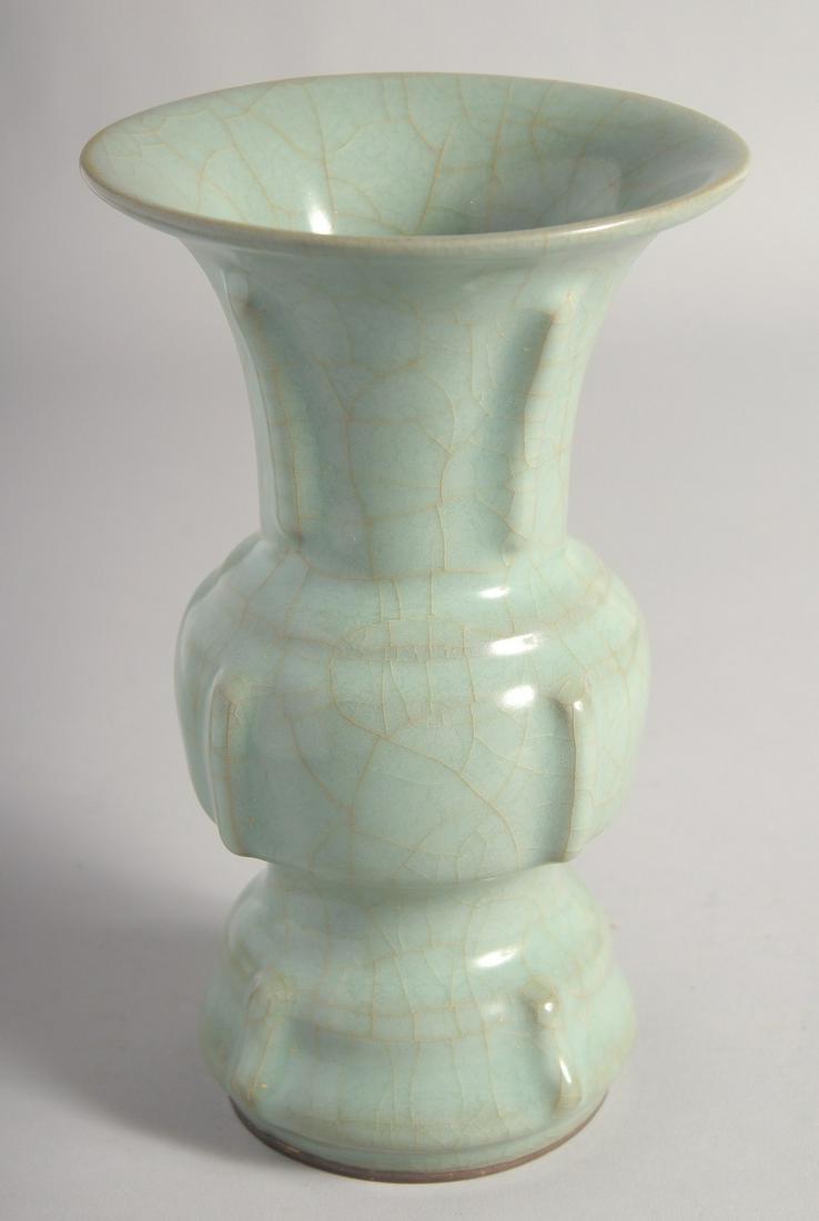 A CHINESE CELADON YUAN YUAN VASE, 23cm high.: A CHINESE CELADON YUAN YUAN VASE, 23cm high.