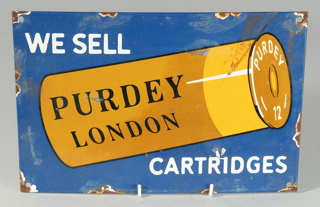 A PURDY ENAMEL SIGN.  12ins x 8ins. (1 of 1)