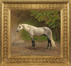 Frederick Arthur Bridgman (1847-1928) American, 'Romeo, an Arabian Stallion in a Landscape', oil on