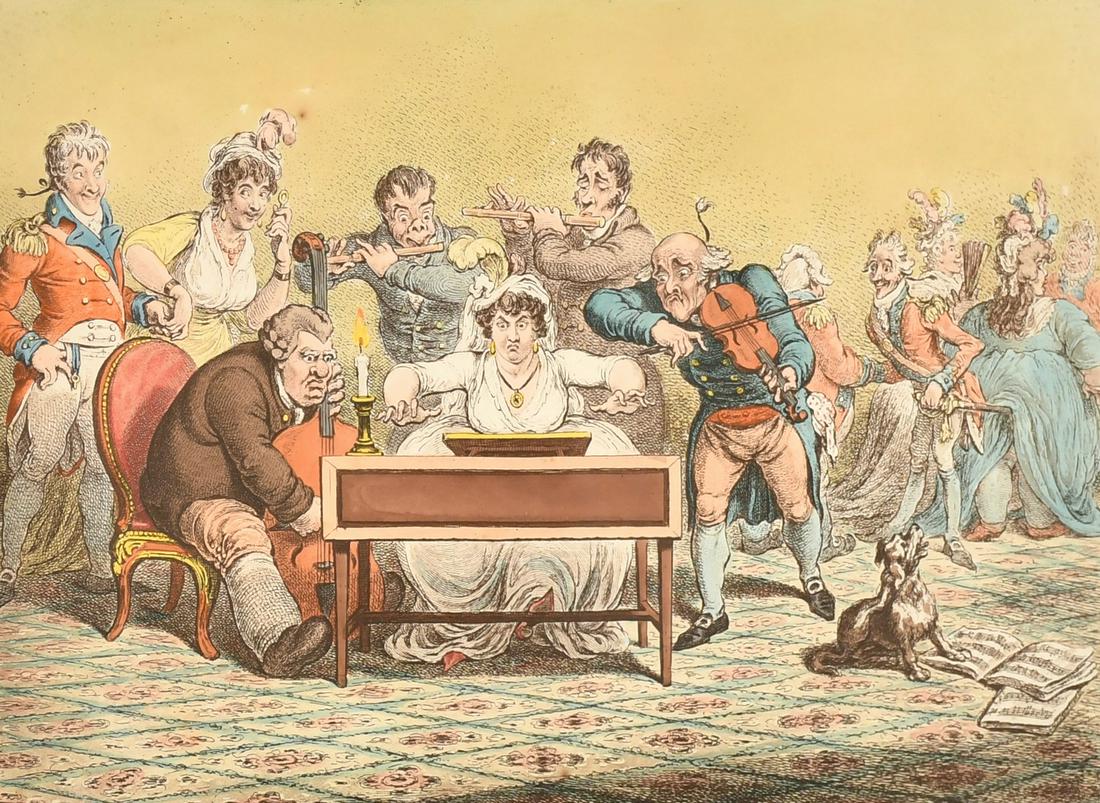 James Gillray (1757-1815) British, 'Playing in Parts', hand-coloured etching, 10.5" x 14.25" (26.5 x (1 of 3)