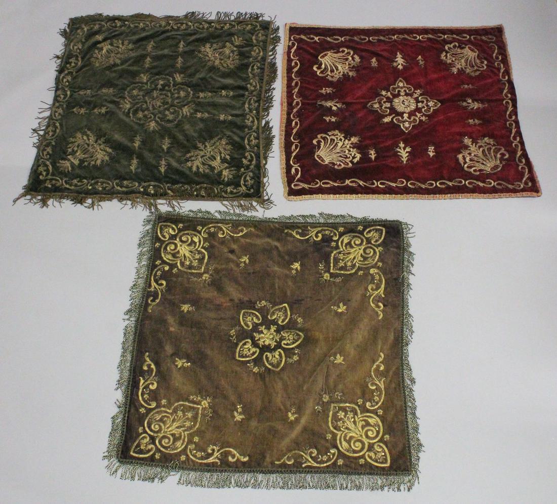A COLLECTION OF THREE OTTOMAN METAL THREADED TEXTILES, (3). (1 of 4)