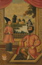 SCHOOL OF MIRZA BABA:  A RARE ISLAMIC QAJAR OIL PAINTING DEPICTING MOHAMMED SHAH; the second ruler