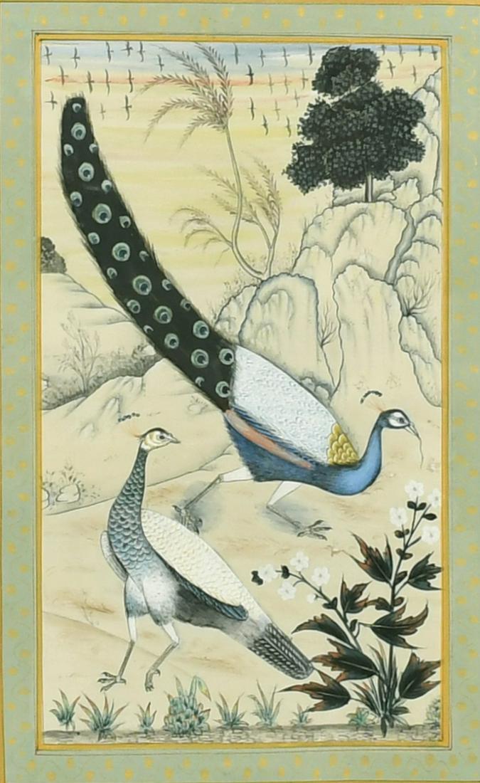 Mohanlal Soni (20th Century) Indian, 'A Pair of Peacocks', watercolour, Anthony Hepworth Fine Art, (1 of 3)