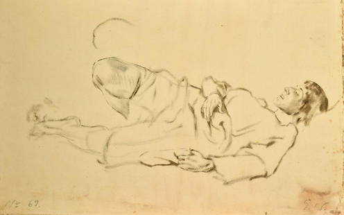 Erich Wolfsfeld (1884-1956) German, A reclining figure, watercolour, initialed, paper size 12" x: Erich Wolfsfeld (1884-1956) German, A reclining figure, watercolour, initialed, paper size 12" x 18.5", (30x47.5cm).