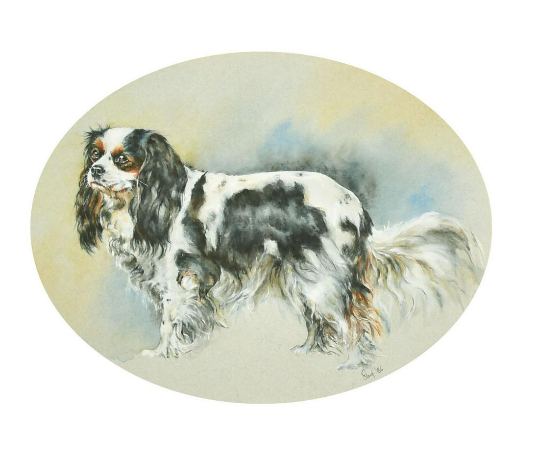 20th Century, A study of 'Sally', a King Charles Spaniel, watercolour, signed and dated '86, 12" x (1 of 4)