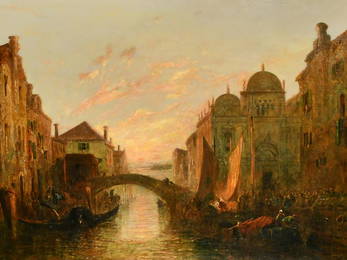 J. Vivian, A view of Venice at dusk, La Scuola Grande di Marco, oil on canvas, 29" x 41.75",