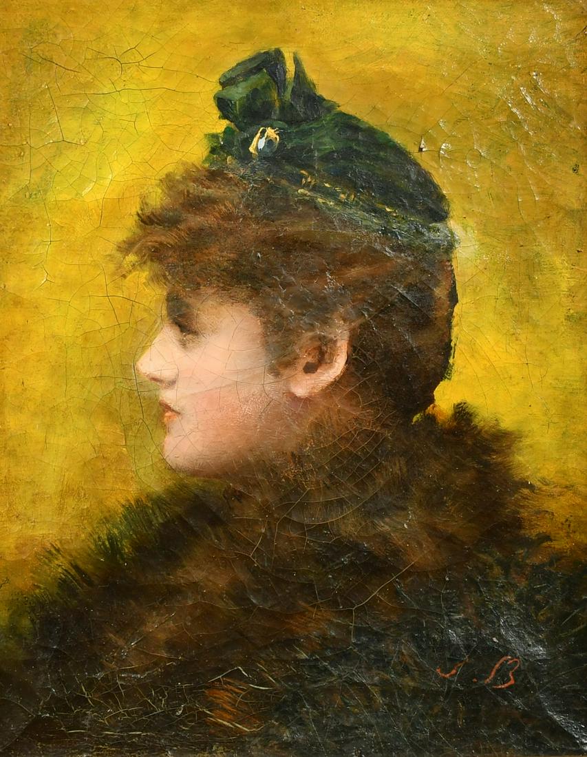 French School, Circa 1890, a head and shoulders study of an elegant lady in profile possibly Sarah B (1 of 4)