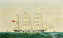 19th/20th Century, a view of a clipper in profile, oil on canvas, indistinctly inscribed, 24" x 42",