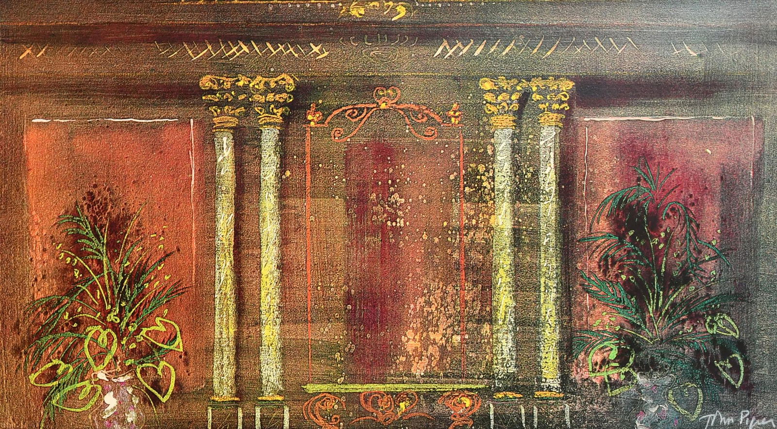 John Piper, 'Death in Venice VI', screen print, signed in white crayon, 15" x 26.5", (38x67cm).: John Piper, 'Death in Venice VI', screen print, signed in white crayon, 15" x 26.5", (38x67cm).