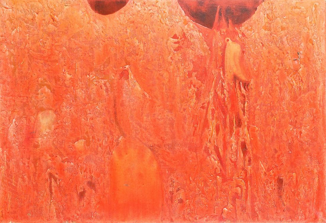Terry Durham (1936-2013), a collection of three abstract works, 'Balancing Bird Boy', 20" x 30" (51: Terry Durham (1936-2013), a collection of three abstract works, 'Balancing Bird Boy', 20" x 30" (51 x 76cm), a/f, 'Child's Garden', 15" x 20" (38 x 51cm), and 'Time Mystical', 4.75" x 9" (12 x 23cm), 