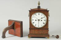 A GOOD REGENCY MAHOGANY BRASS INLAID BRACKET CLOCK by HOLMDEN, LONDON with enamel dial,